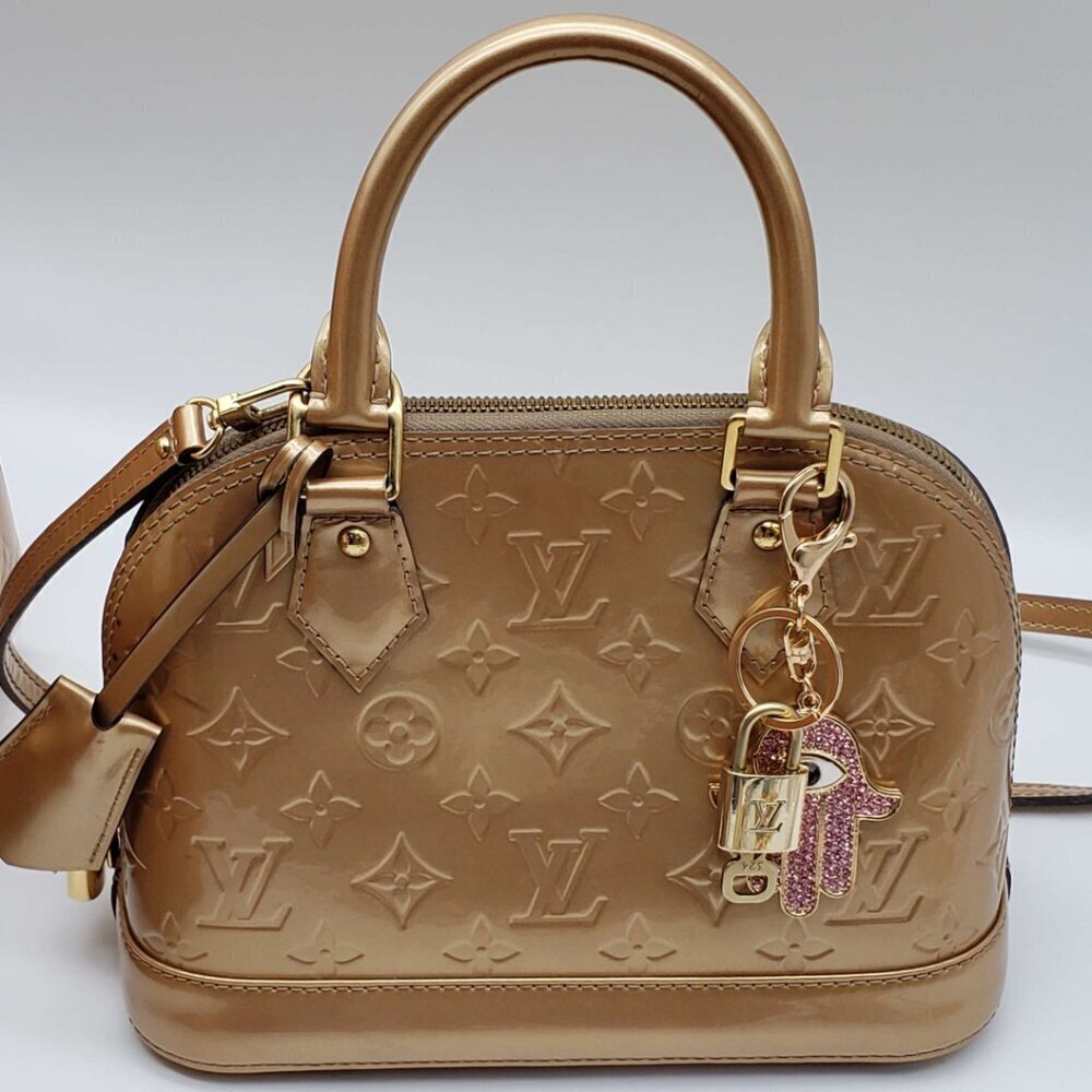LV Gold Padlock & Key 🔒 Authentic Louis Vuitton Bag Unbranded Evil Eye Charm - Picture 6 of 6